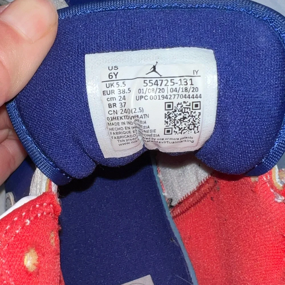 Air Jordan 1 Mid White/Blue/Orange/Red Kids Shoe Size 6Youth - Picture 10 of 14